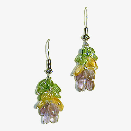 Peridot, Citrine & Amethyst Cluster Earrings